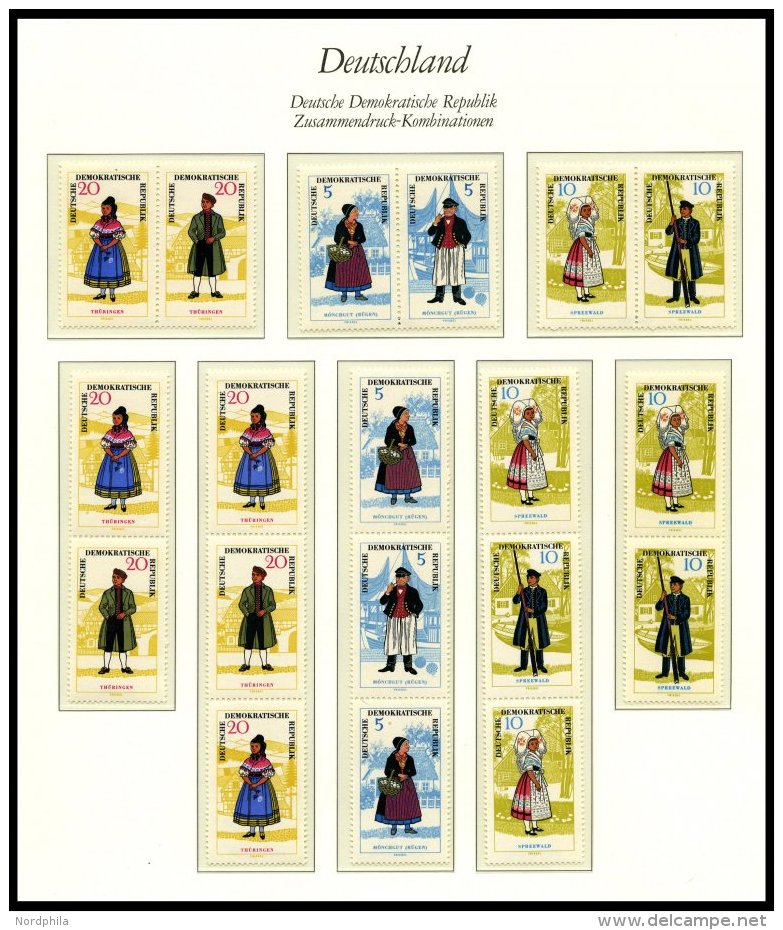 DDR 1074-79 **, 1964, Volkstrachten, Alle 24 Zusammendrucke Komplett (W Zd 144-155 Und S Zd 64-75), Pracht, Mi. 650.- - Used Stamps