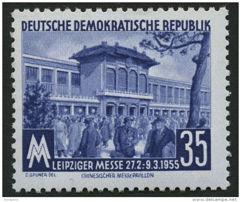 DDR 448bXI **, 1955, 35 Pf. Dunkelblau Fr&uuml;hjahrsmesse, Wz. 2XI, Pracht, Gepr. Sch&ouml;nherr, Mi. 160.- - Used Stamps