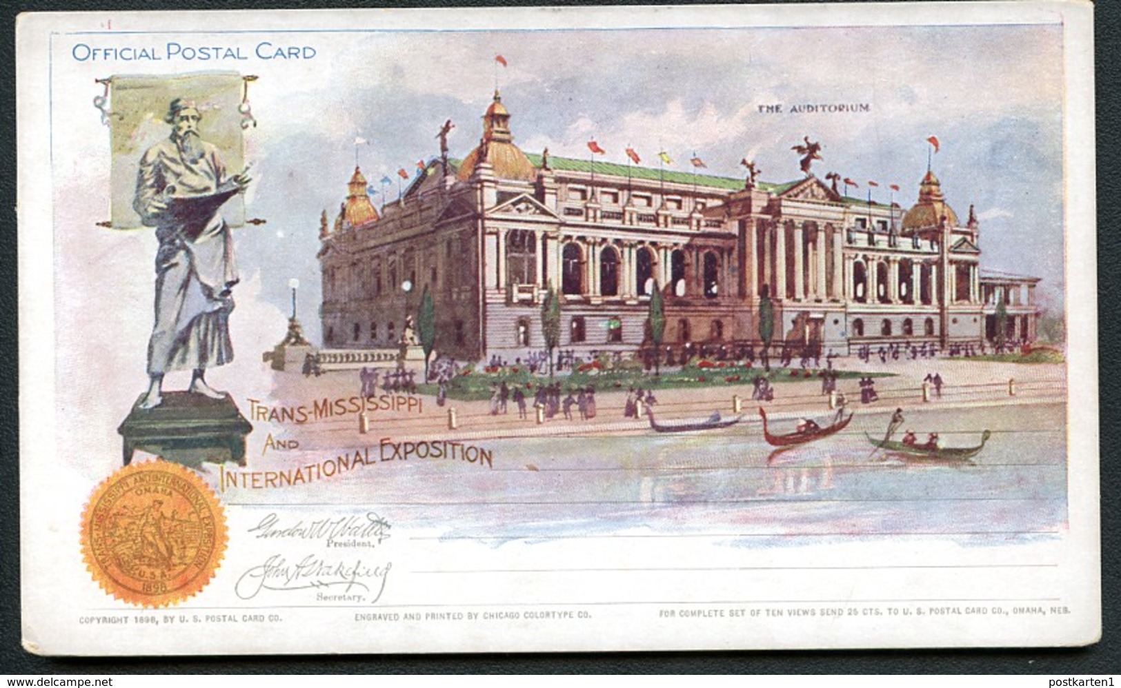 EX92 Postal Card Transmississippi Exposition 1898 Mint Vf Cat. $100.00 - ...-1900