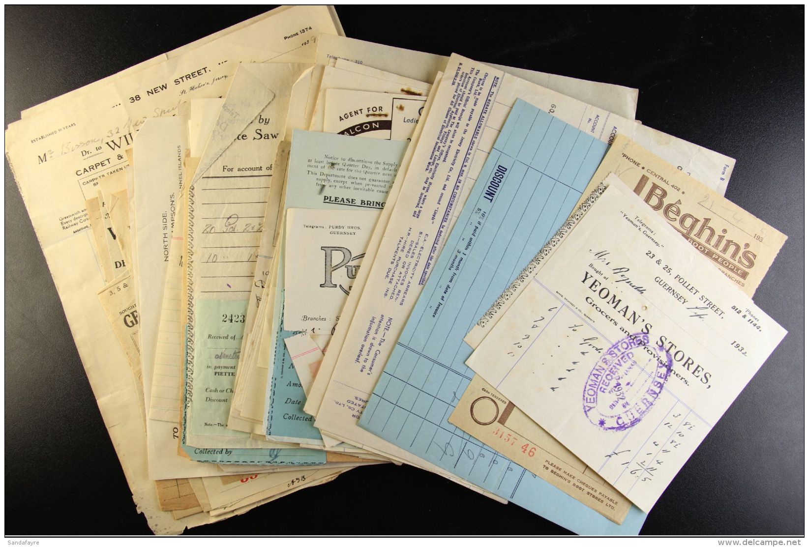 CHANNEL ISLANDS  An Interesting Assembly Of Jersey And Guernsey 1930's Bill Heads And Receipts From A Good Range... - Sonstige & Ohne Zuordnung