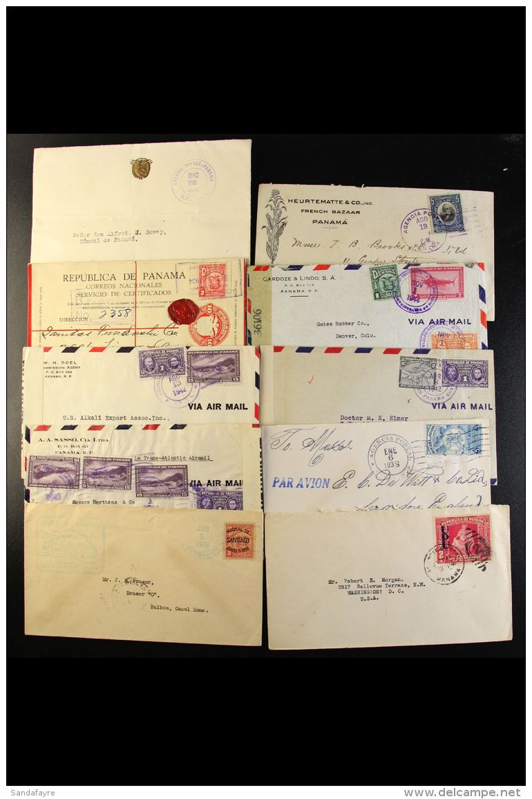 POSTAL HISTORY  1920s-50 Group Of Covers With A Good Range Of Different Issues, Note Official Env. To Panamanian... - Panama