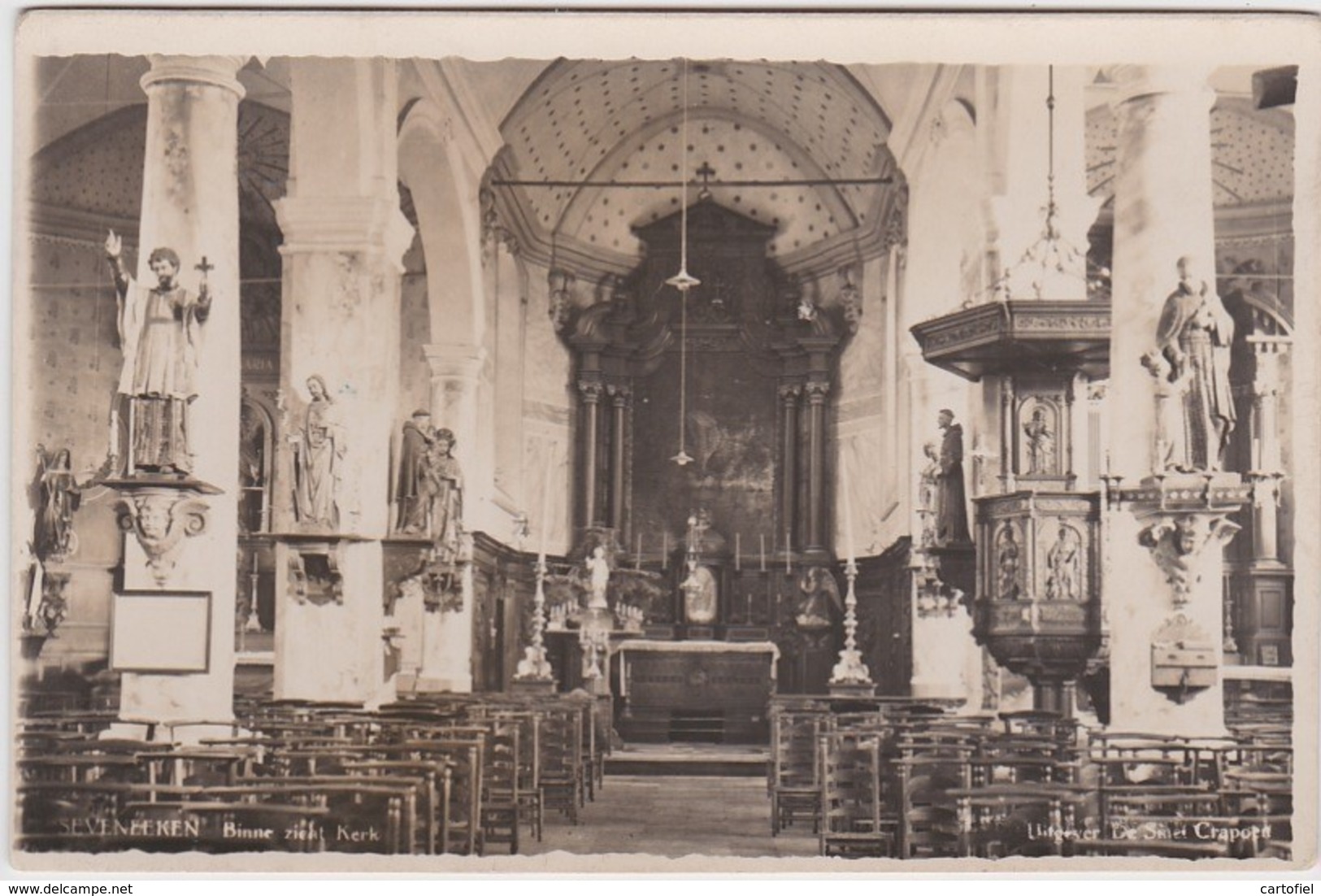 SEVENEEKEN-BINNENZICHT KERK-VERZONDEN FOTOKAART-1938-ZELDZAAM-ZIE 2 SCANS-TOP ! ! ! - Lochristi