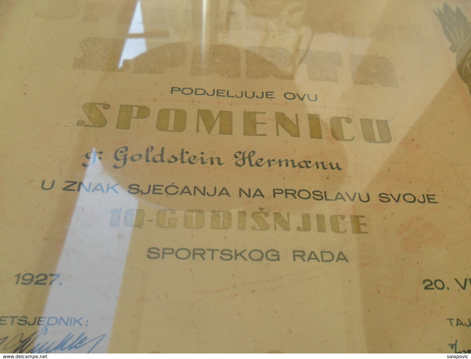 SPORTSKI KLUB SPARTA VUKOVAR 1937, SPOMENICA GOLDSTEIN HERMAN, MEMORIAL FOOTBALL CLUB SPARTA VUKOVAR - Other & Unclassified