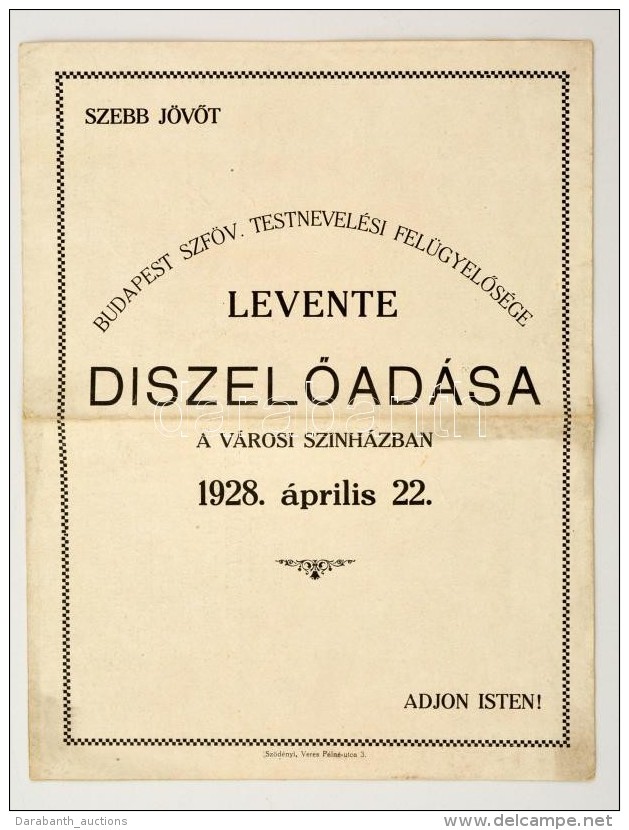 1928 Megh&iacute;v&oacute; &eacute;s Plak&aacute;t Levente &uuml;nneps&eacute;g... - Zonder Classificatie