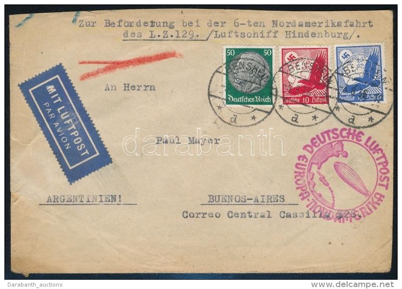 1936 L&eacute;gi Lev&eacute;l Buenos Airesbe / Airmail Cover To Buenos Aires - Otros & Sin Clasificación