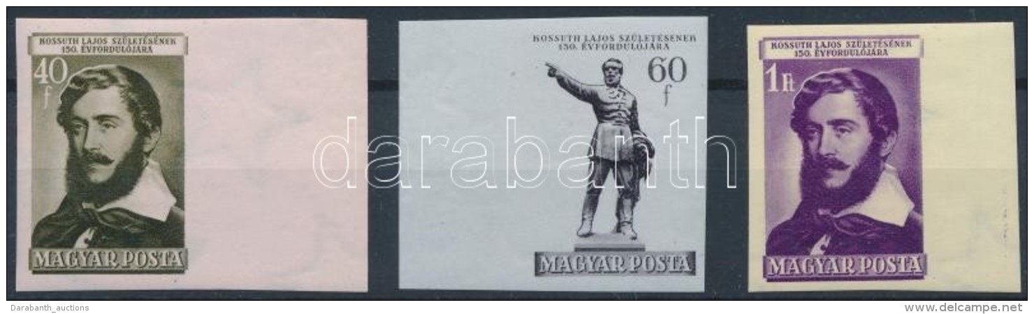 * 1952 Kossuth Lajos &iacute;vsz&eacute;li V&aacute;gott Sor (9.000)  / Mi 1265-1267 Imperforate Margin Set - Otros & Sin Clasificación