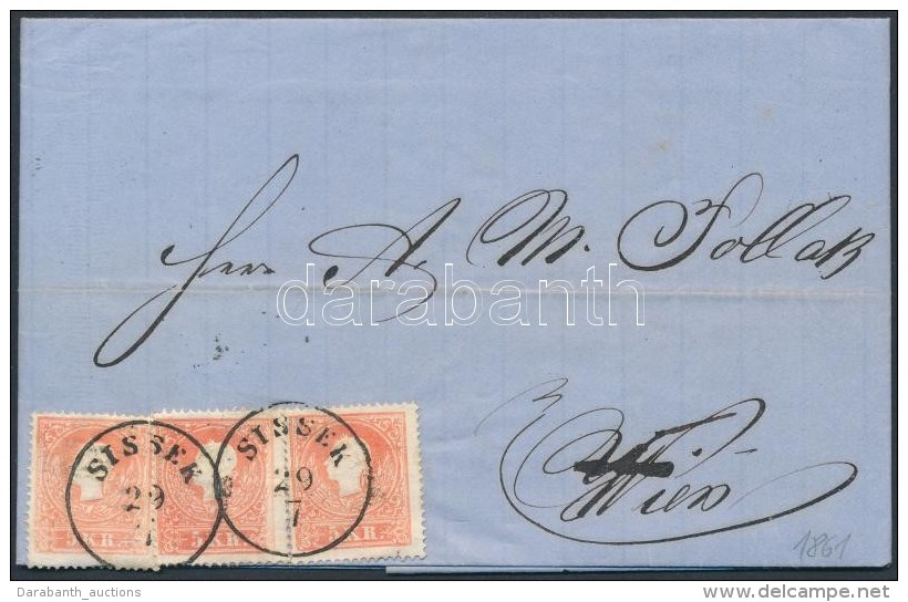 1861 3 X 5kr II. Lev&eacute;len / On Cover 'SISSEK' - 'AGRAM' - 'WIEN' - Otros & Sin Clasificación