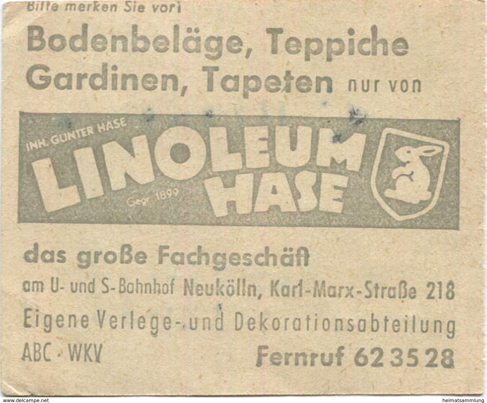 Deutschland - Berlin - BVG - Sammelkarte - Strassenbahn / U-Bahn 4 Fahrten Ohne Umsteigeberechtigung 1961 - Rückseitig W - Europe