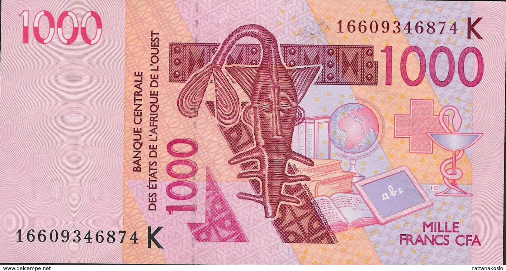 W.A.S. LETTER K SENEGAL  P715Kp 1000 FRANCS  (20)16 AU - West-Afrikaanse Staten