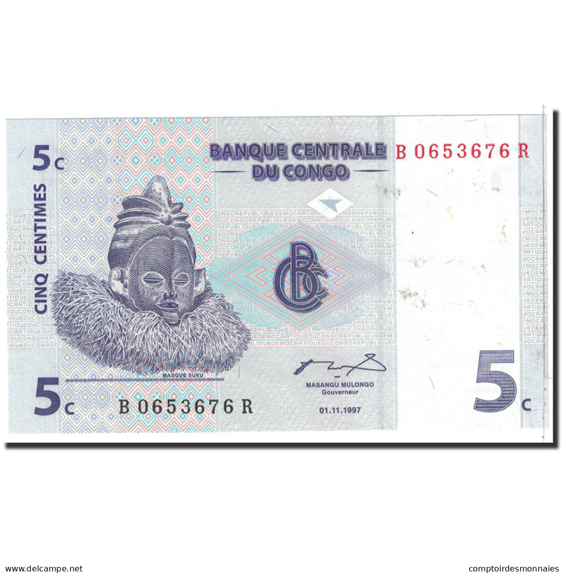 Billet, Congo Democratic Republic, 5 Centimes, 1997, 1997-11-01, KM:81a, SUP - Republic Of Congo (Congo-Brazzaville)