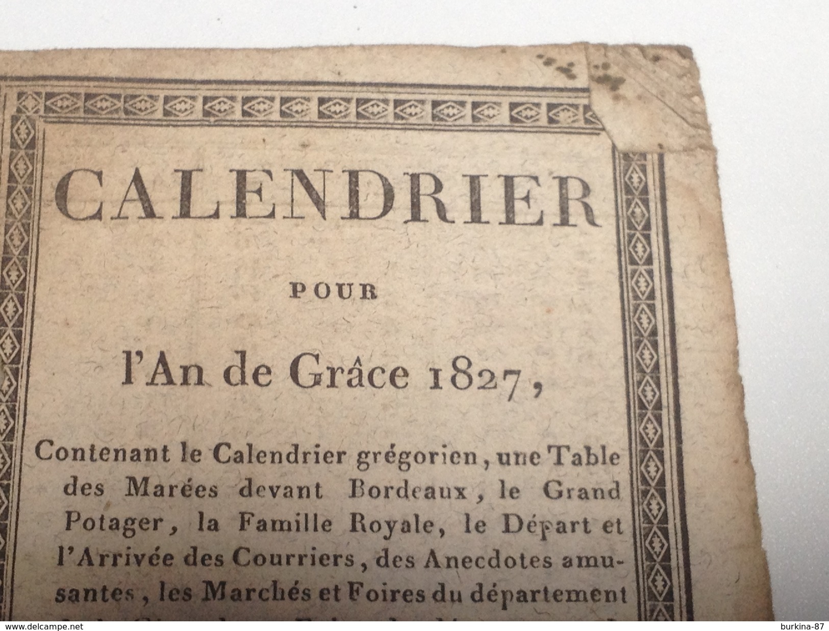 CALENDRIER, Almanach , Pour L'an De Grâce, 1827, 35 Pages - Formato Piccolo : ...-1900