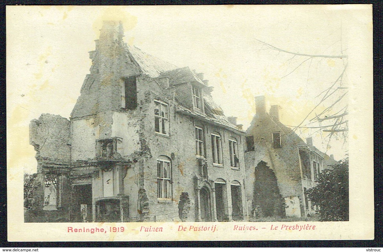 RENINGHE - Puinen/ruines - De Pastorij / Le Presbytère - Circulé - Circulated - Gelaufen - 1919. - Lo-Reninge