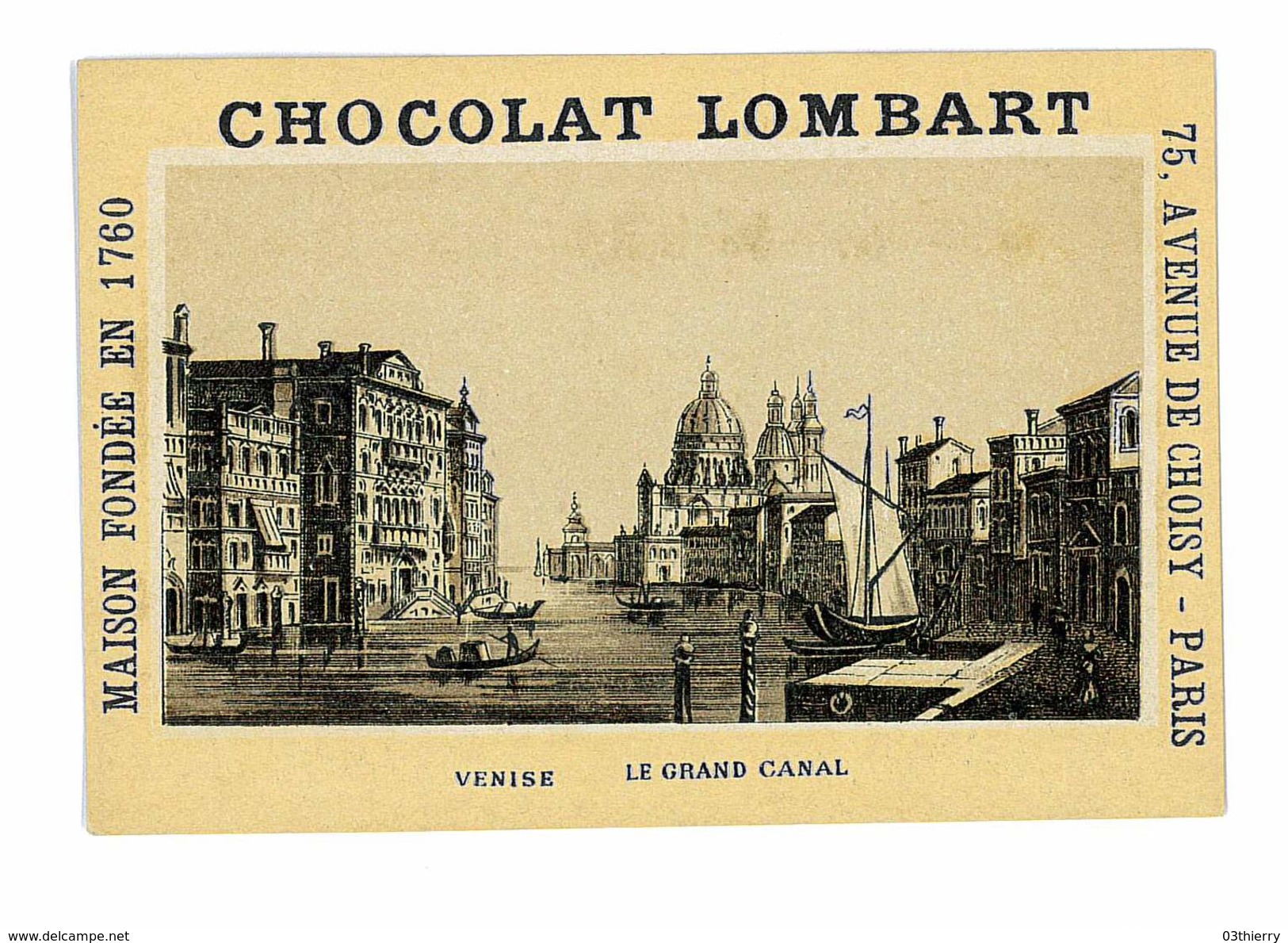 CHROMO IMAGE CHOCOLAT LOMBART PARIS ILLUSTRATION VENISE LE GRAND CANAL - Lombart