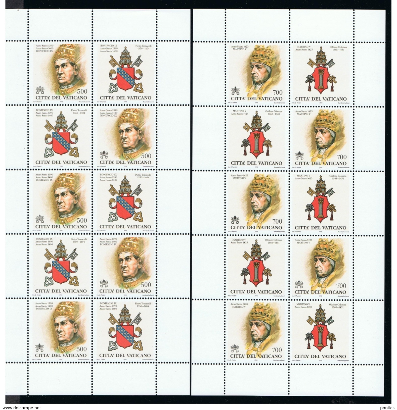 1998 -VATICAN - VATICANO - VATIKAN - S10 - MNH SET OF 40 STAMPS  ** - Used Stamps