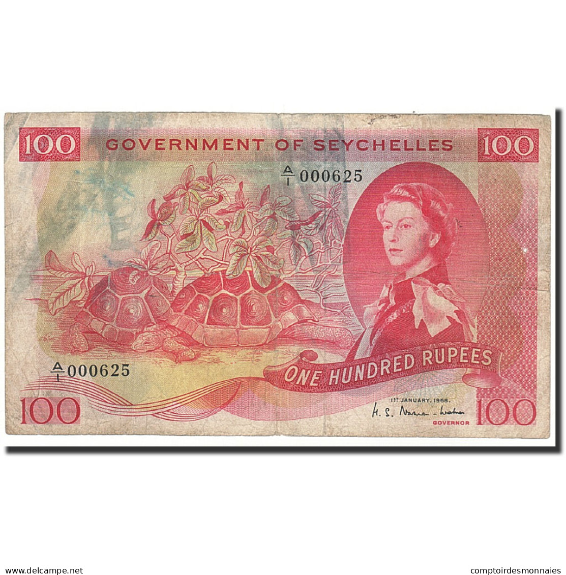 Billet, Seychelles, 100 Rupees, 1968, 1968-01-01, KM:18a, B+ - Seychelles