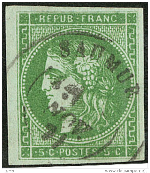 No 42IIb, Vert-jaune Fonc&eacute;, Obl Cad Saumur 11.71. - TB - 1870 Uitgave Van Bordeaux