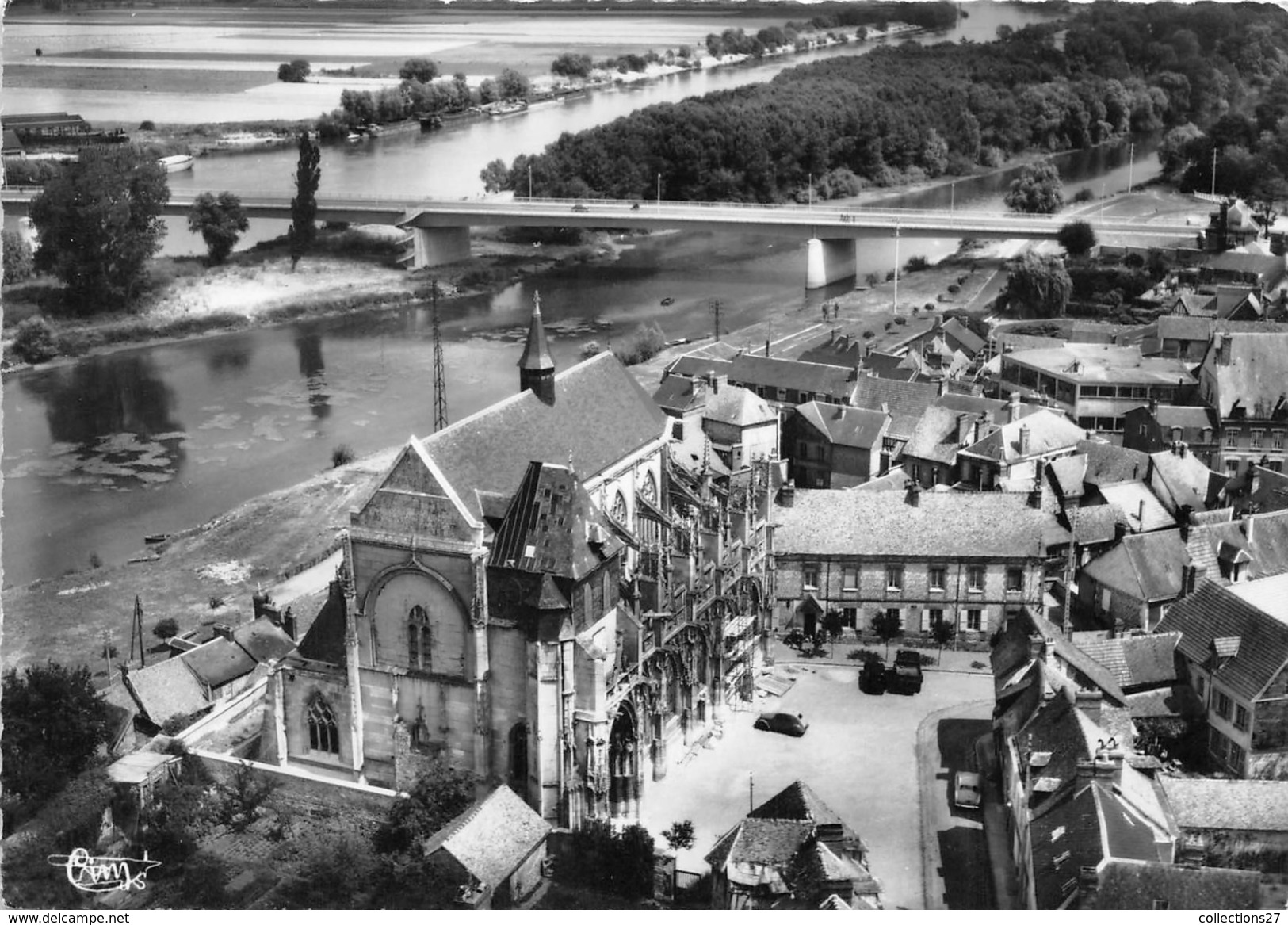 27-PONT-DE-L'ARCHE- L'EGLISE , LA SEINE ET LE PONT - Pont-de-l'Arche