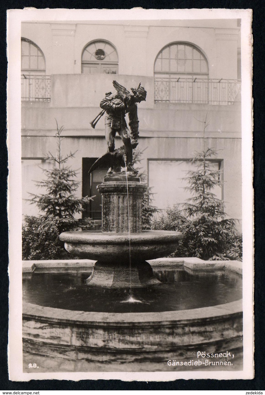 A3845 - Alte Foto Ansichtskarte - Pößneck Pössneck - Gänsedieb Brunnen - Gel Werbestempel - Trinks & Co - Poessneck