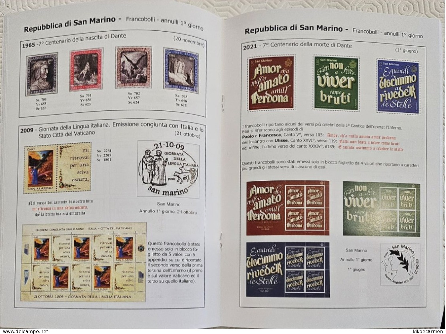 DANTE ALIGHIERI Catalogo Di Tutto Il Materiale Filatelico E Numismatico Monete Stamp Coin 34 Pages In 17 B/w Photocopies - Tematica