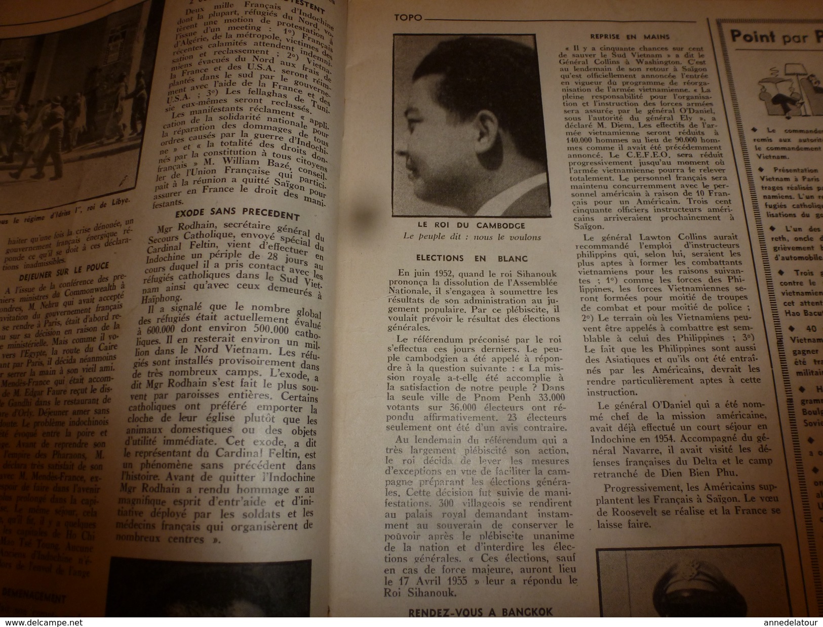 1955 LE COMBATTANT D'INDOCHINE: Hanoï;  SIHANOUK le roi du Cambodge;Affaire des fuites;Les infirmières parachutistes;etc