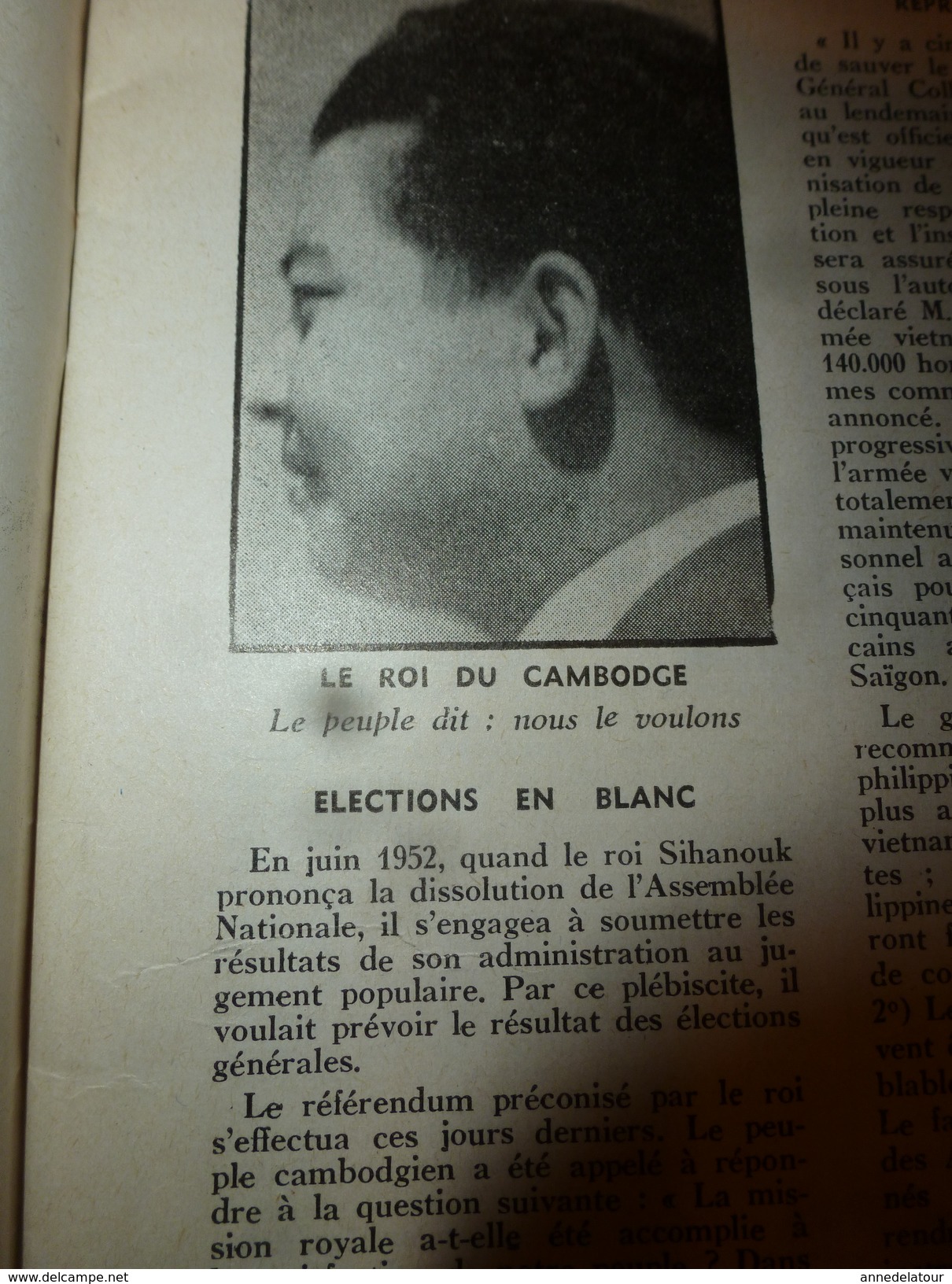 1955 LE COMBATTANT D'INDOCHINE: Hanoï;  SIHANOUK le roi du Cambodge;Affaire des fuites;Les infirmières parachutistes;etc