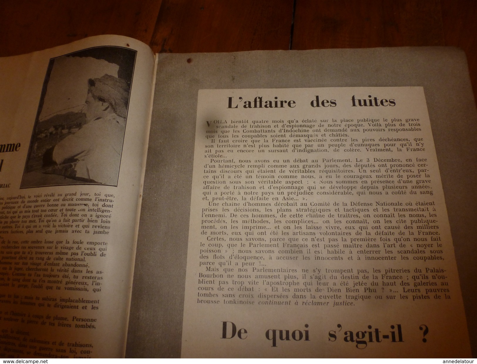 1955 LE COMBATTANT D'INDOCHINE: J'étais prisonnier du Vietminh ;Affaire des fuites et Dien Bien Phu ; etc