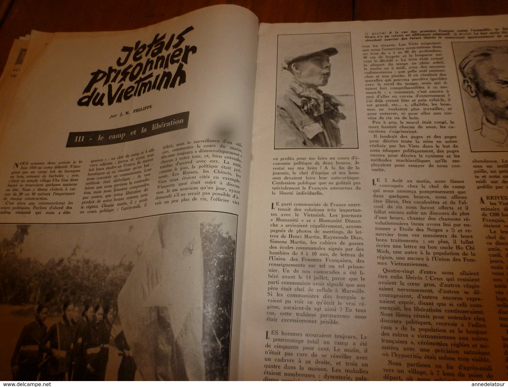 1955 LE COMBATTANT D'INDOCHINE:J'étais prisonnier du Vietminh; Opé. Fellaga de G. de Villiers; Mitterand; Ho Chi Minh