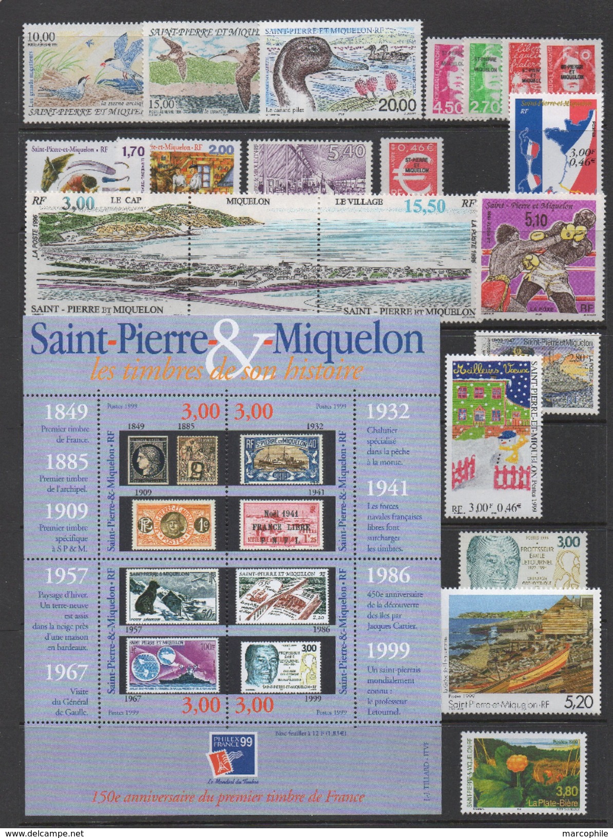 SAINT PIERRE & MIQUELON / 1986-1999 COMPLET ** SOUS FACIALE / 9 IMAGES (ref 6367) - Collezioni & Lotti