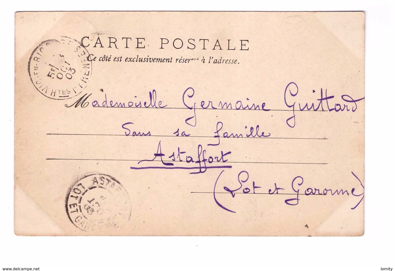 65 Vic Sur Bigorre Eglise Saint Martin Commerce Bijouterie Horlogerie Pouey Fauries  Successeur Edit Tapie Cachet 1903 - Vic Sur Bigorre