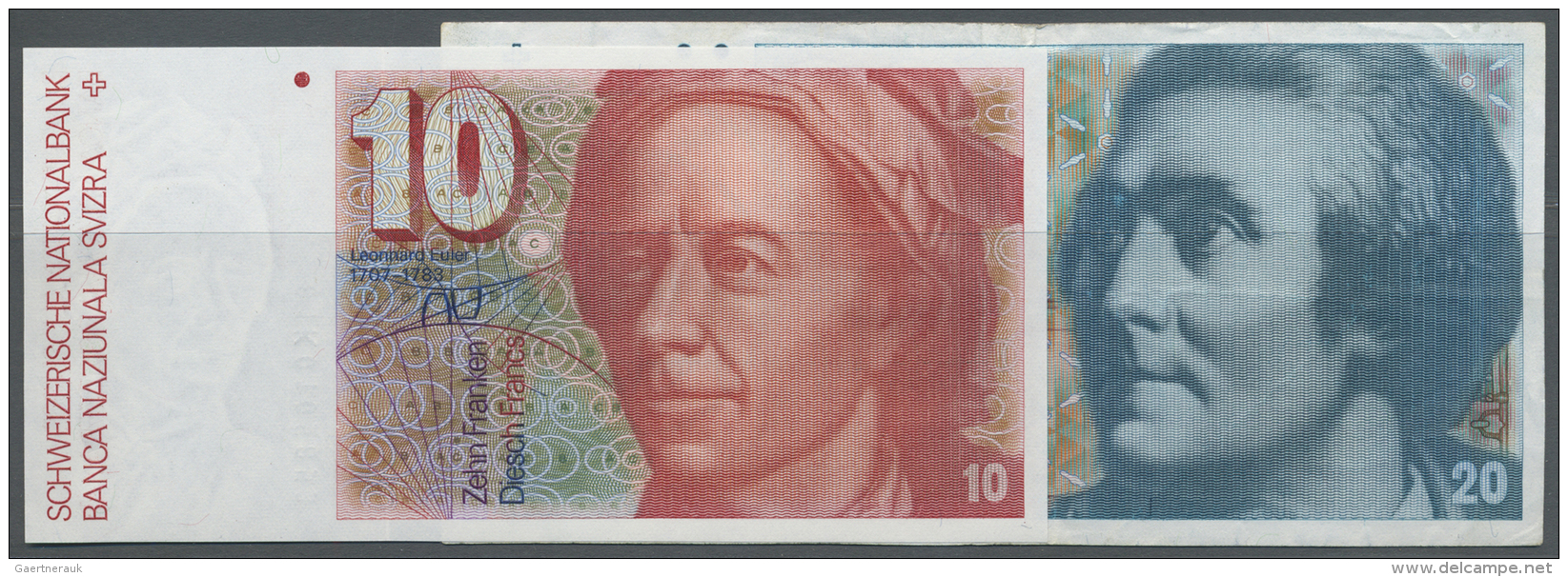 Switzerland / Schweiz: Set Of 2 Notes Containing 10 And 20 Franken ND(1981-92) P. 53, 55, The First In UNC, The Second I - Svizzera