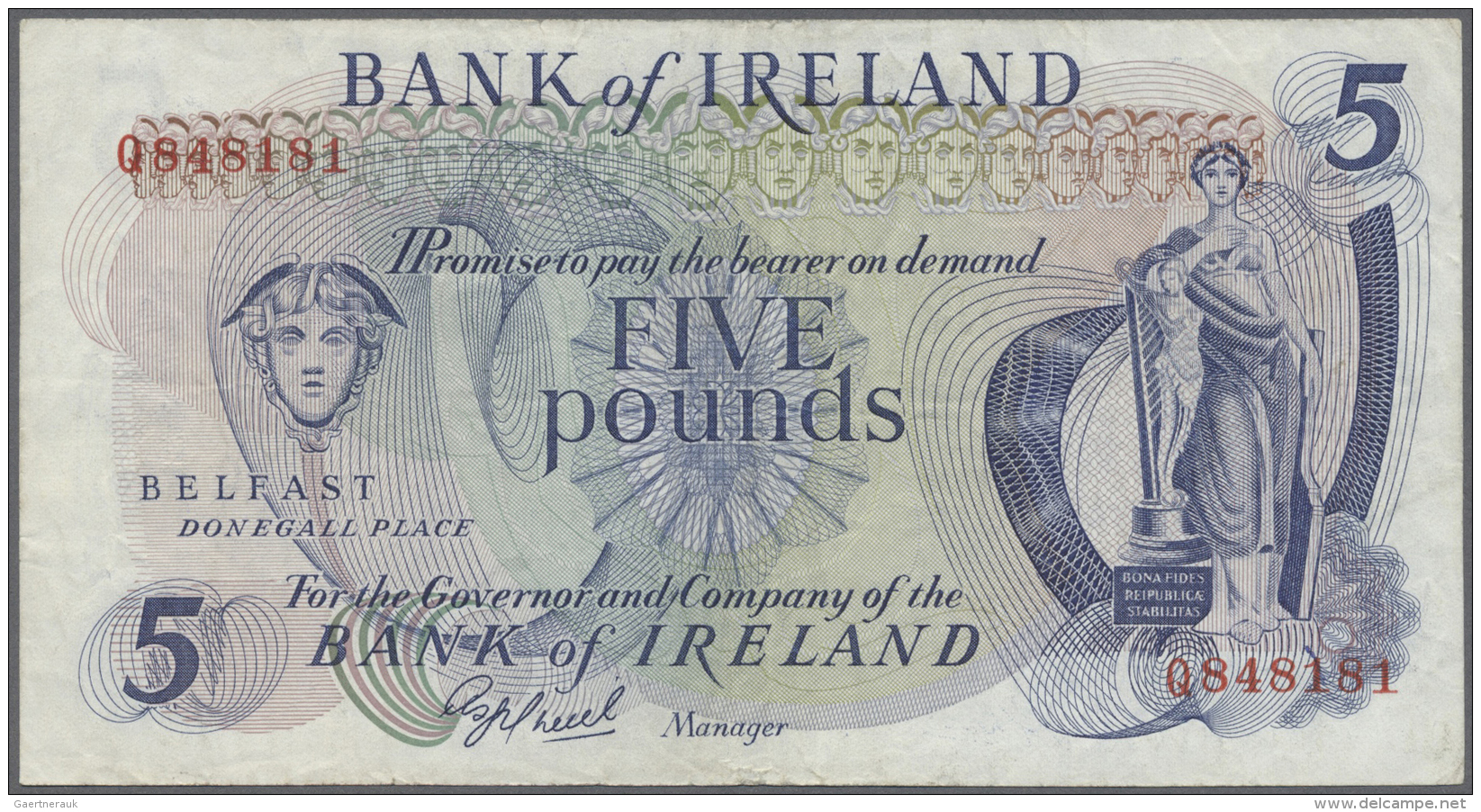 Northern Ireland / Nordirland: 5 Pounds ND(1977) P. 62bm Used With Folds And Creases But No Holes Or Tears, Still Strong - Altri & Non Classificati