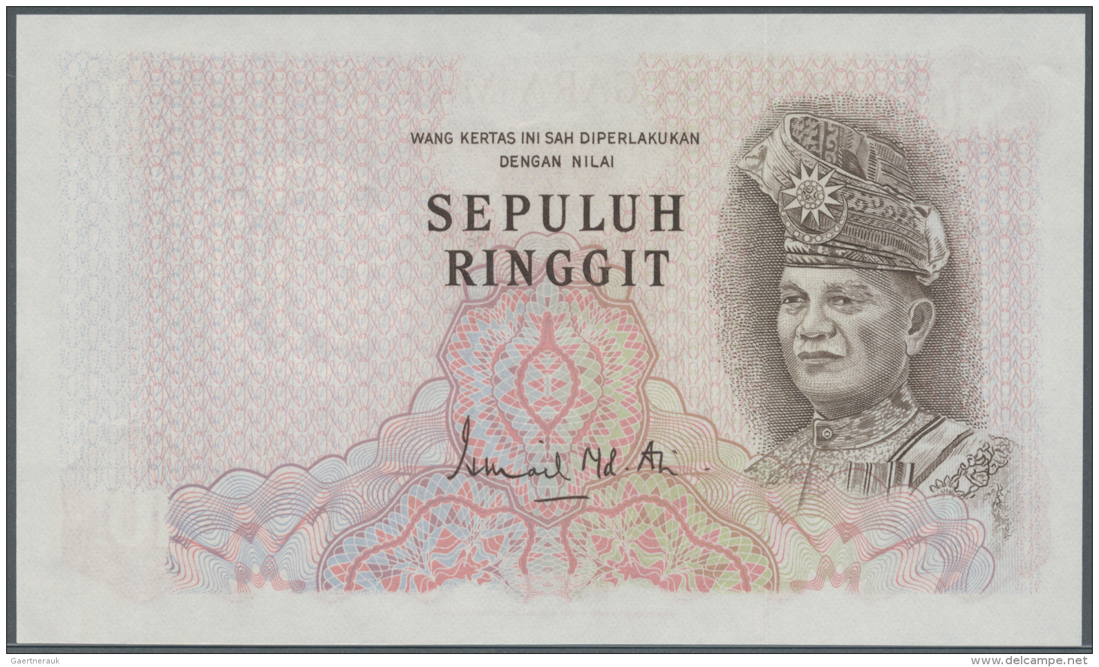 Malaysia: Very Rare Proof Print Of 10 Ringgit ND(1976 &amp; 1981) P. 15p, Printed Without Serial Numbers, With Watermark - Malesia