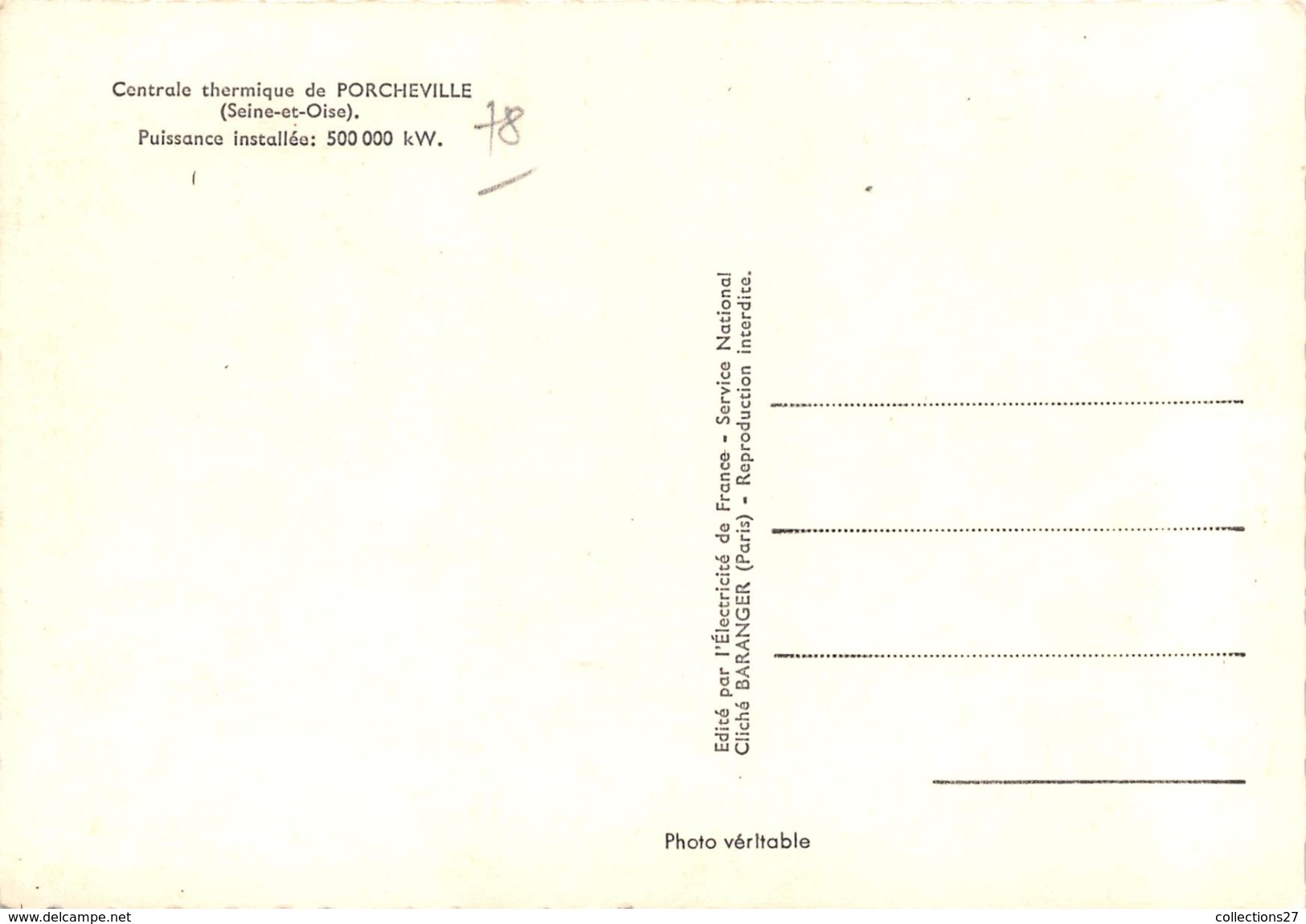 78-PORCHEVILLE- CENTRALE THERMIQUE - Porcheville