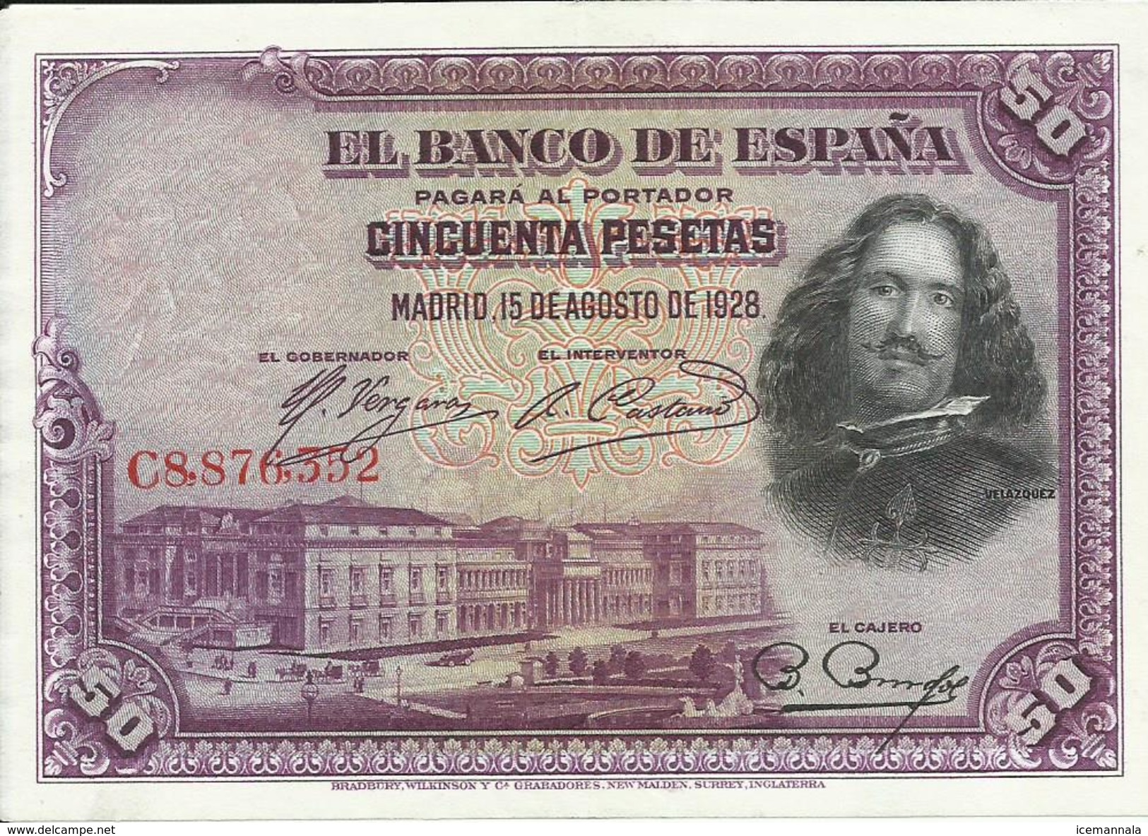 BILLETE 50 PESETAS, 15/8/1928   MUY BIEN CONSERVADO - 50 Peseten