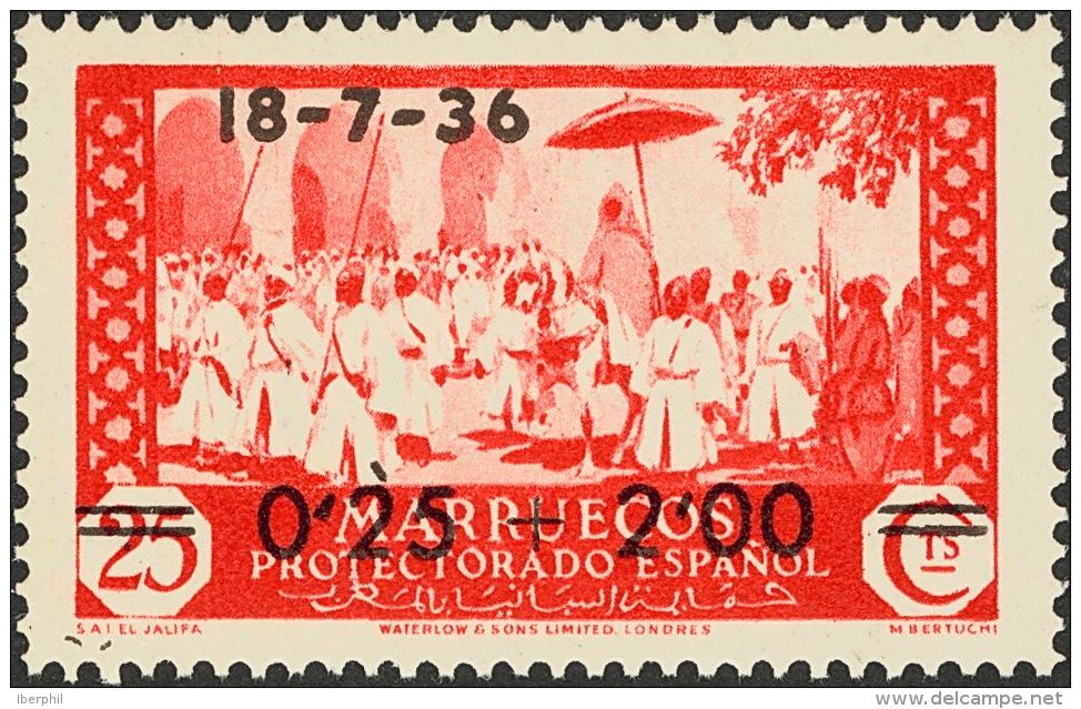 DEPENDENCIAS POSTALES ESPA&Ntilde;OLAS. Marruecos. ** MNH 161 0&acute;25+2 Pts Sobre 25 Cts Rojo. MAGNIFICO. (Edifil 201 - Spanish Morocco