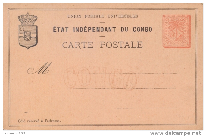 Belgian Congo Postal Stationery Postcard 15 Cms. Palm And Star - Entiers Postaux