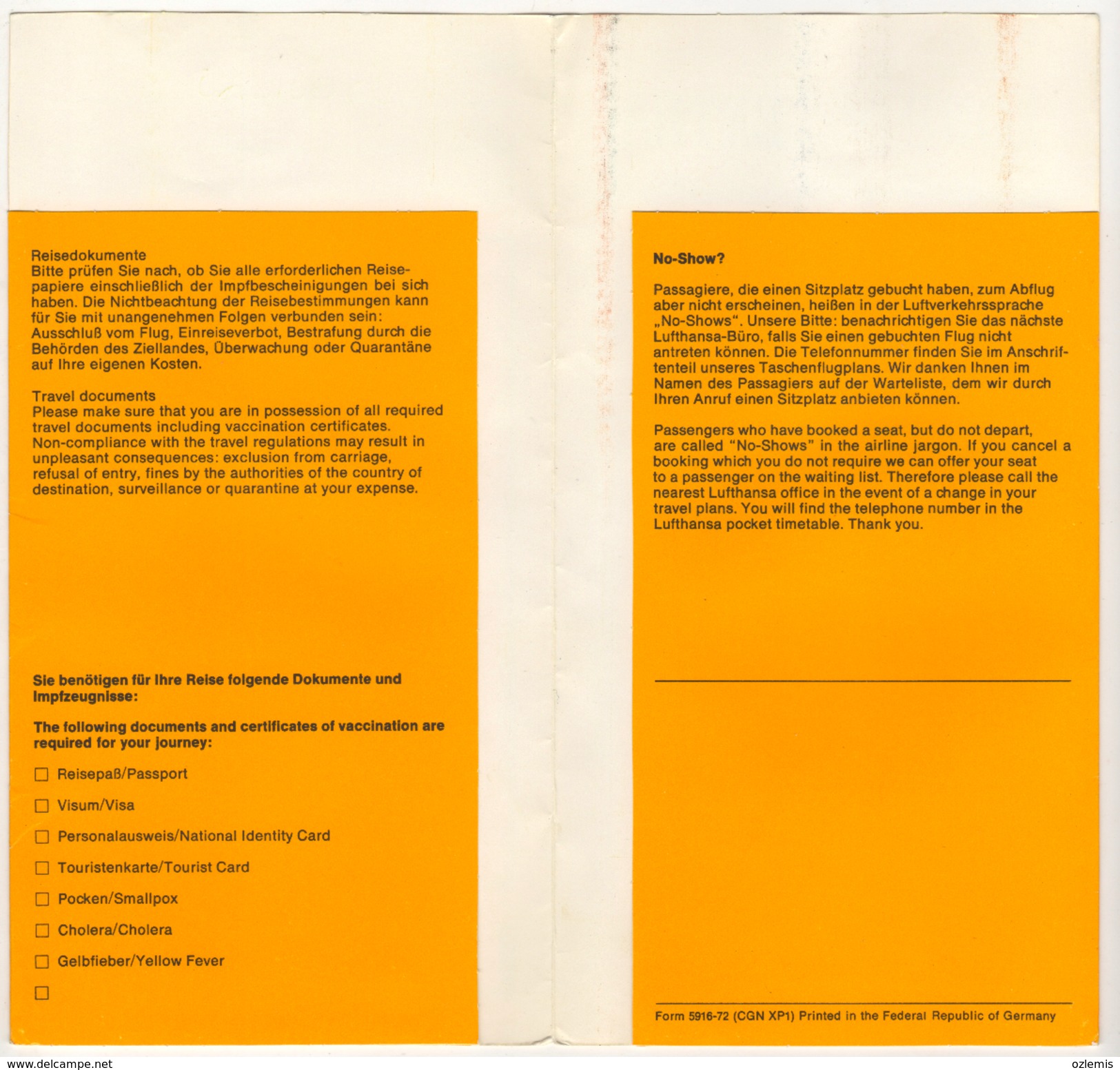 LUFTHANSA  AIRLINES TICKET COVER 1974 - Biglietti