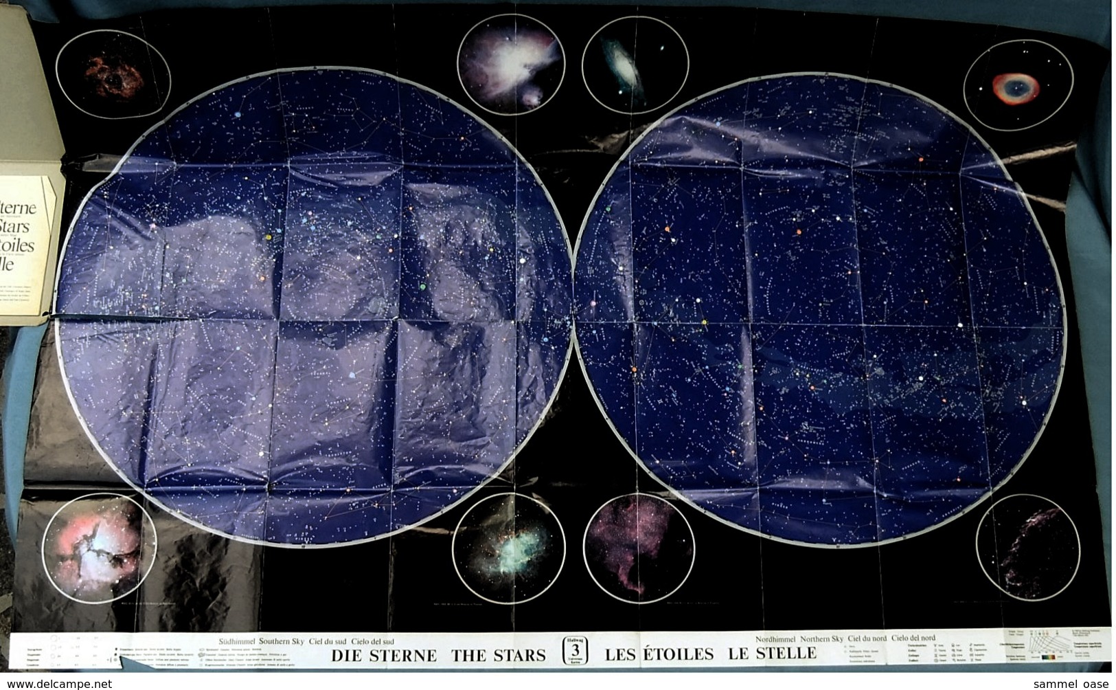 Hallwag Faltkarte / Plakat : Die Sterne  - Ca. 125 X 84 Cm  -  Von Ca. 1985 - Maps Of The World