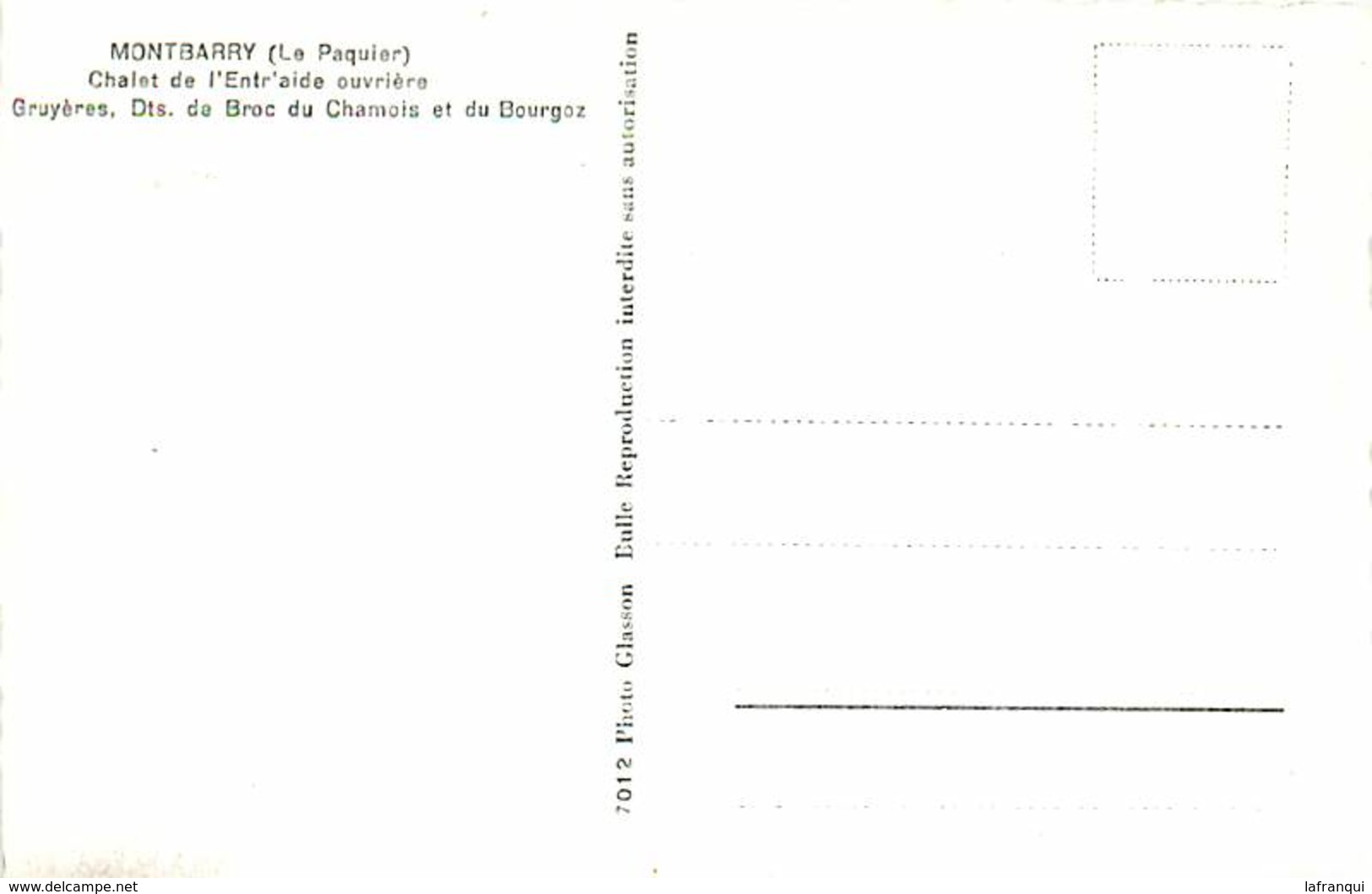 Suisse -ref C861-montbarry -le Paquier -chalet De L Entraide Ouvriere - Carte Bon Etat - - Le Pâquier