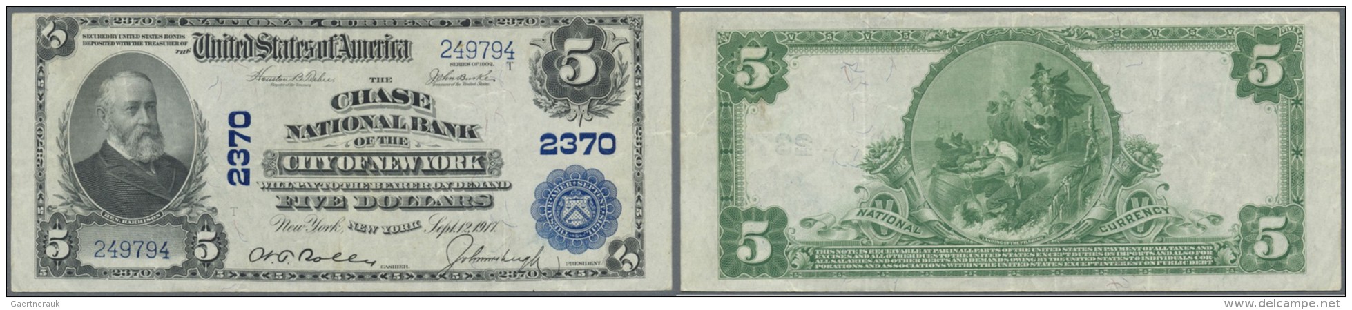 United States Of America: 5 Dollars National Currency, Series 1902 With Upper Signatures: Teehee &amp; Burke, Charter # - Sonstige & Ohne Zuordnung