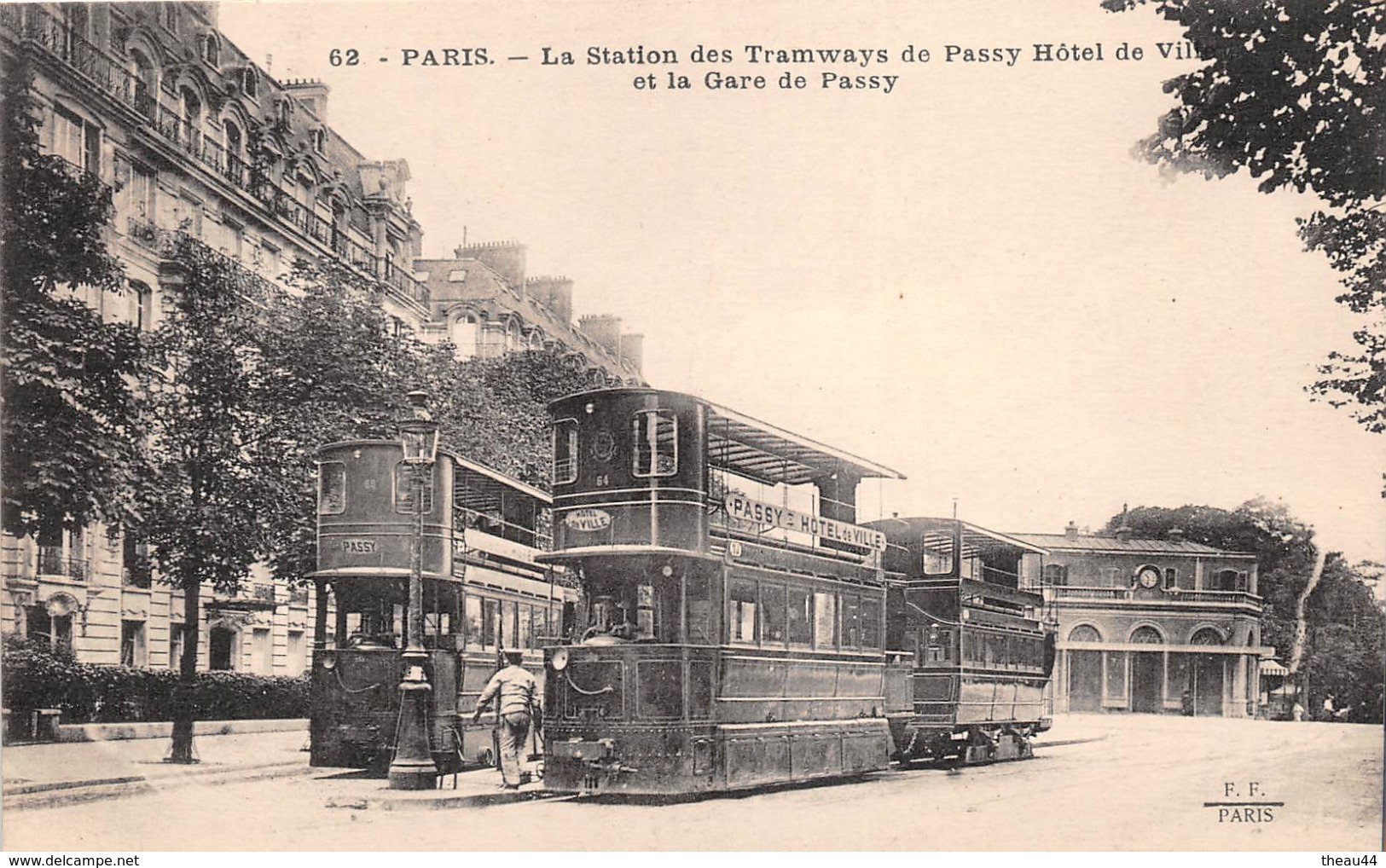 ¤¤  -  62   -  PARIS   -  La Station Des Tramways De Passy Hôtel De Ville Et La Gare De Passy  -  ¤¤ - Arrondissement: 16