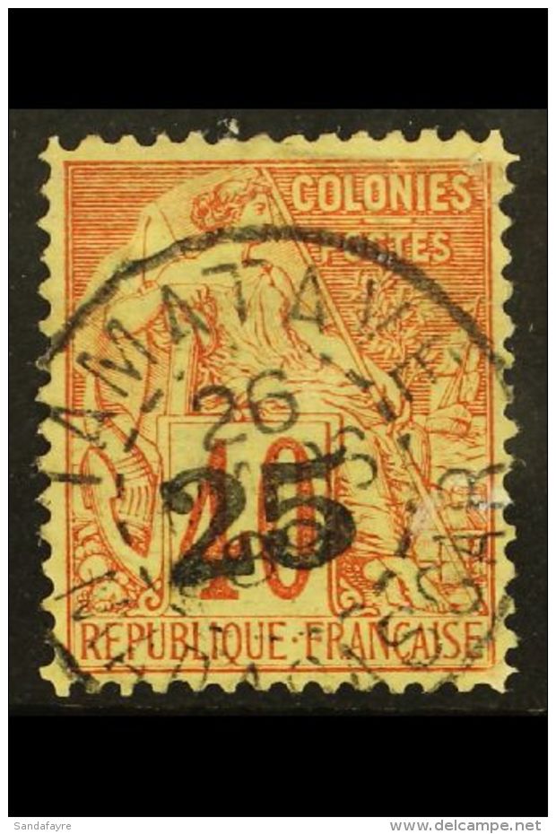 MADAGASCAR  1889 25 On 40c Red On Yellow, SG 3 (Yvert 3), Very Fine Used. For More Images, Please Visit... - Otros & Sin Clasificación