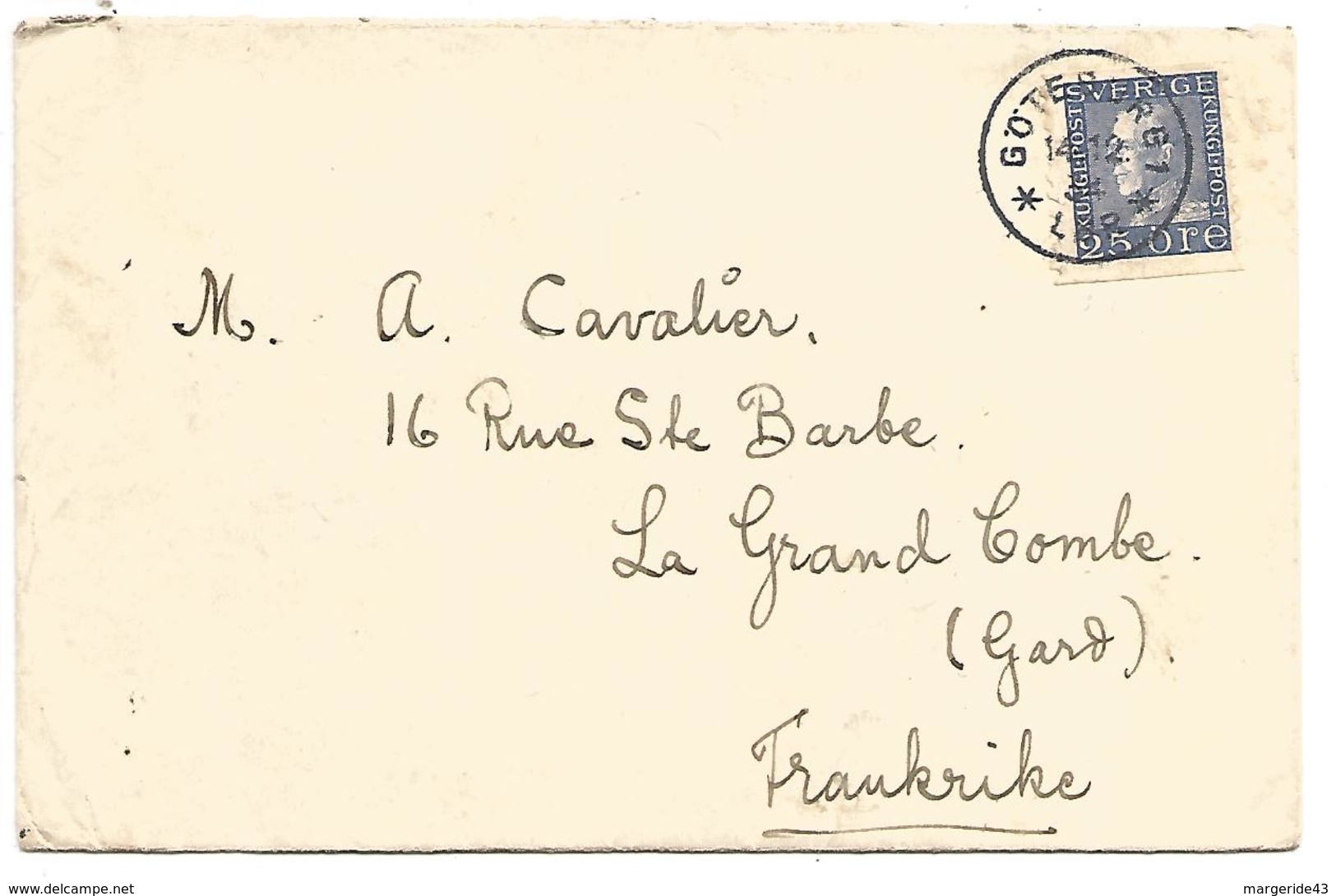 SUEDE LETTRE DE GÖTEBORG POUR LA FRANCE DU 14/12/1934 - 1920-1936 Coil Stamps I