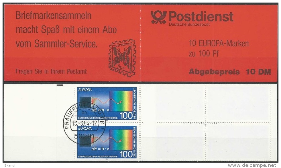 DEUTSCHLAND 1994 Mi-Nr. MH 30 Markenheft/booklet O Used - Aus Abo - 1971-2000