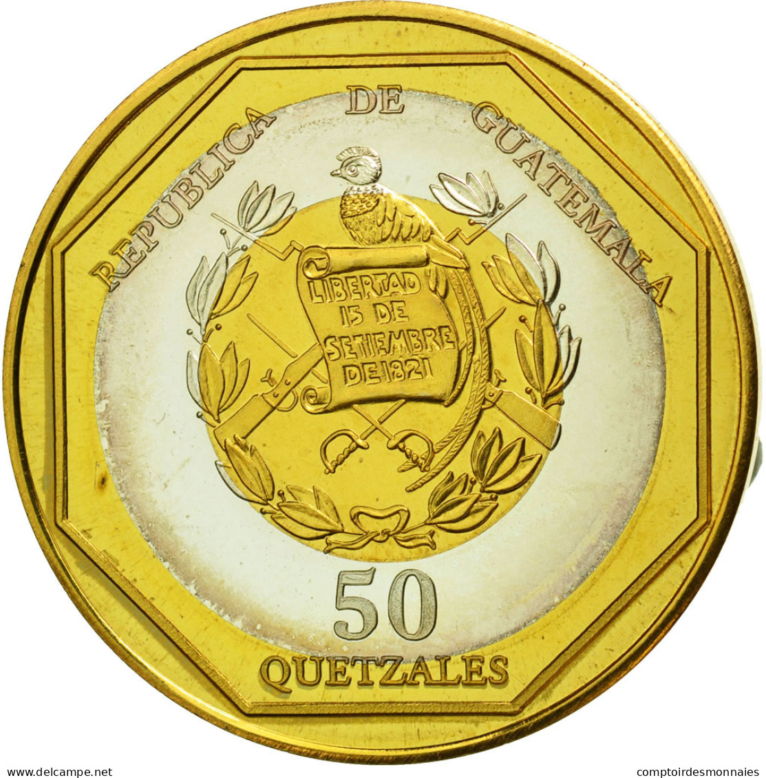 Monnaie, Guatemala, 50 Quetzales, 1995, Tower, SPL, Tri-Metallic, KM:3c.2 - Guatemala