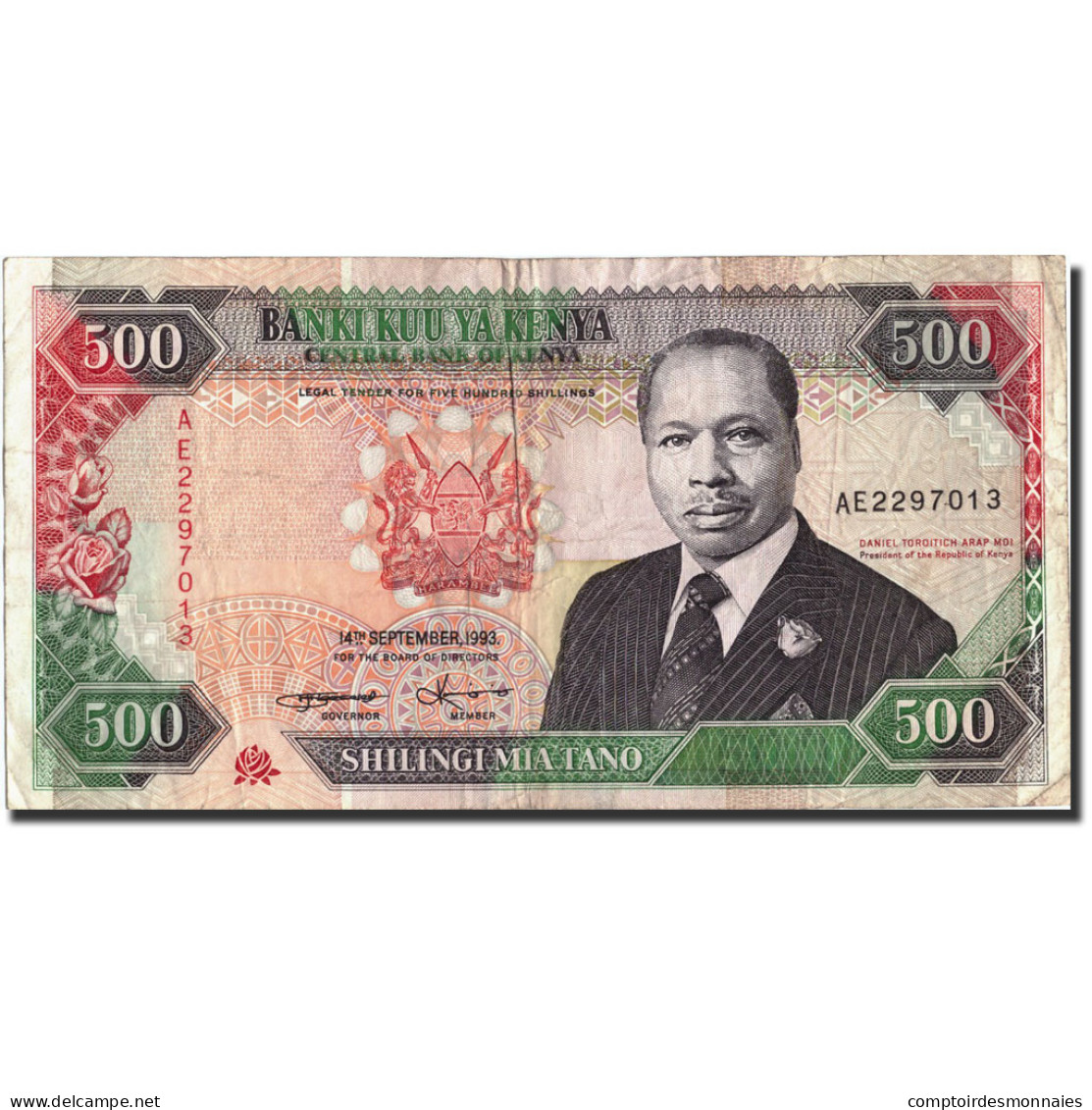 Billet, Kenya, 500 Shillings, 1993, 1993-09-14, KM:30f, TB+ - Kenya