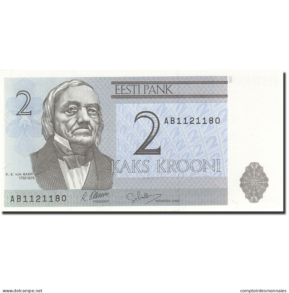 Billet, Estonia, 2 Krooni, 1991-1992, 1992, KM:70a, SPL - Estonie