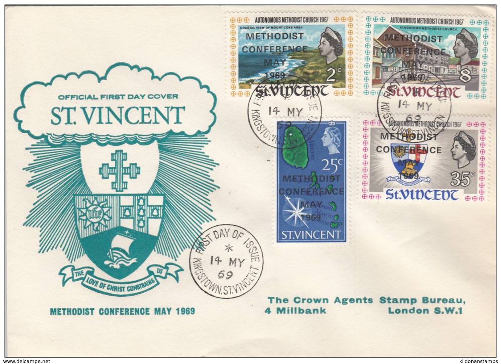 St Vincent 1969 Methodist Conference, First Day Cover, Sc# 268-271 - St.Vincent (...-1979)