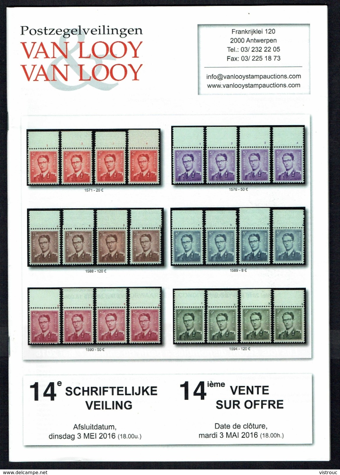 Maison VAN LOOY -  14 E Vente - Anvers - Mai 2016. - Cataloghi Di Case D'aste