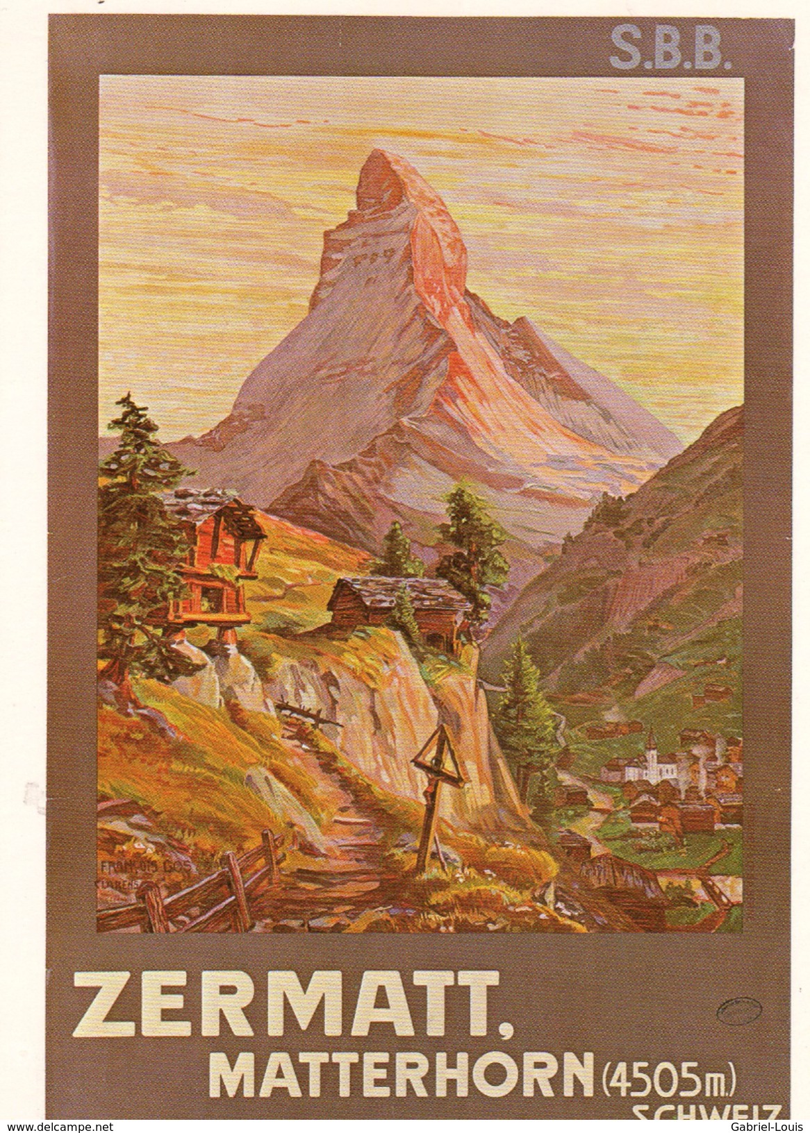 REPRODUCTION Plakat Für SBB CFF , 1904 Zermatt, Matterhorn /François Gros - Zermatt